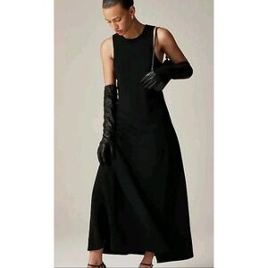 NWT J.Crew Size 4 Long A-Line Dress‎ Drapey Crepe Black Maxi Lined CG350 $168